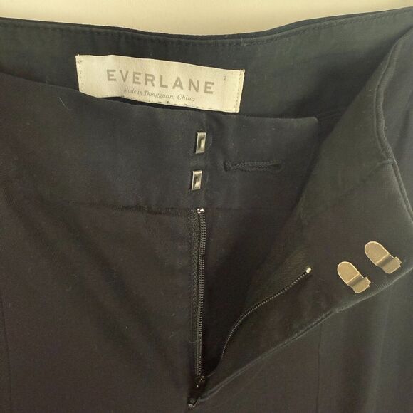 EVERLANE Wide Leg Chino Pant 2 Black Drop Waist Cotton Poplin Baggy Work EUC B55 - Picture 3 of 5